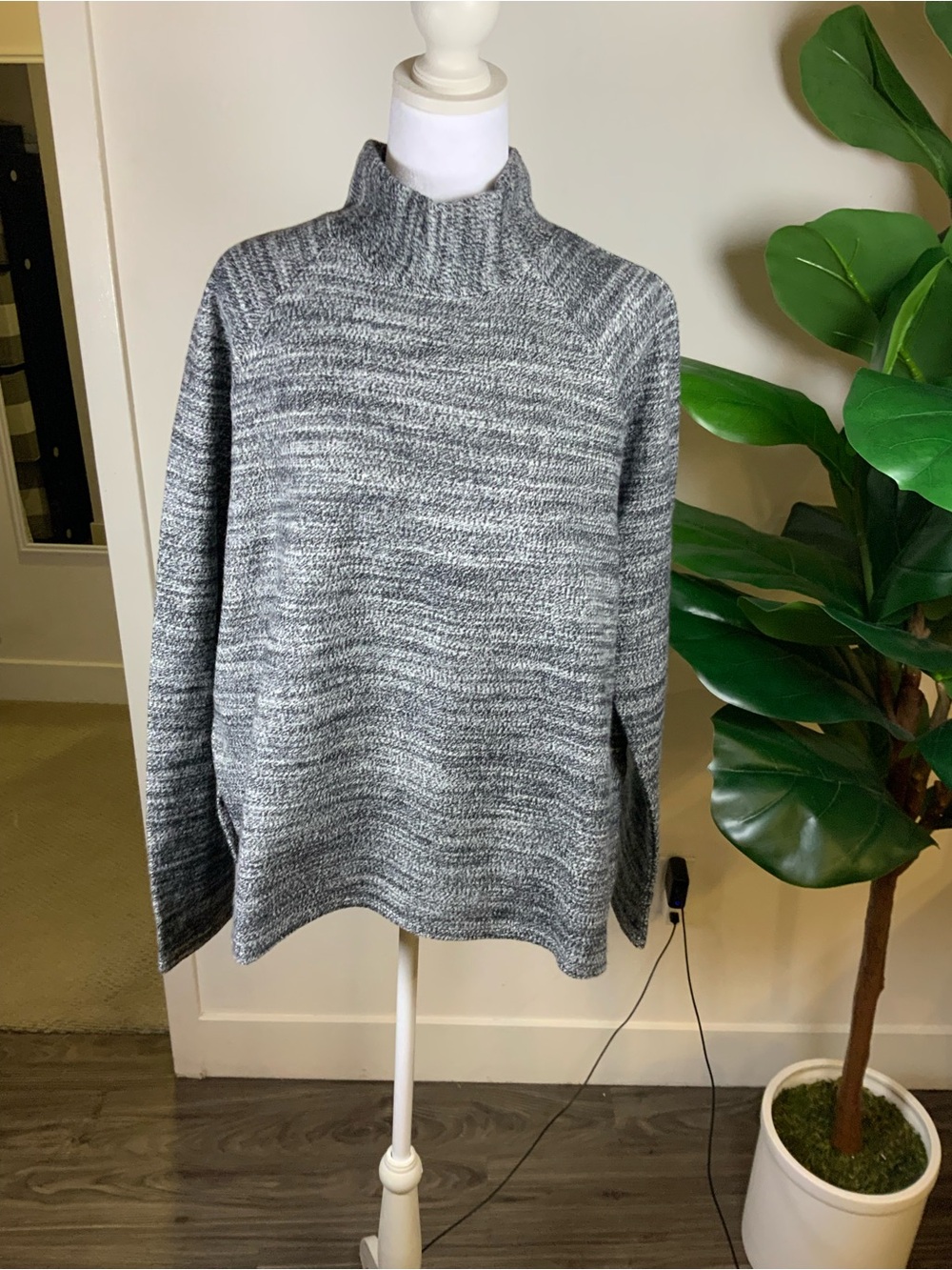 Zara Gray Marled Cowl Neck Sweater